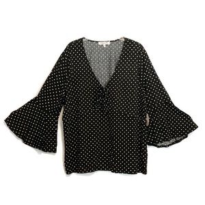 Empire Waist Polka Dot Top with Bell Sleeves 2X